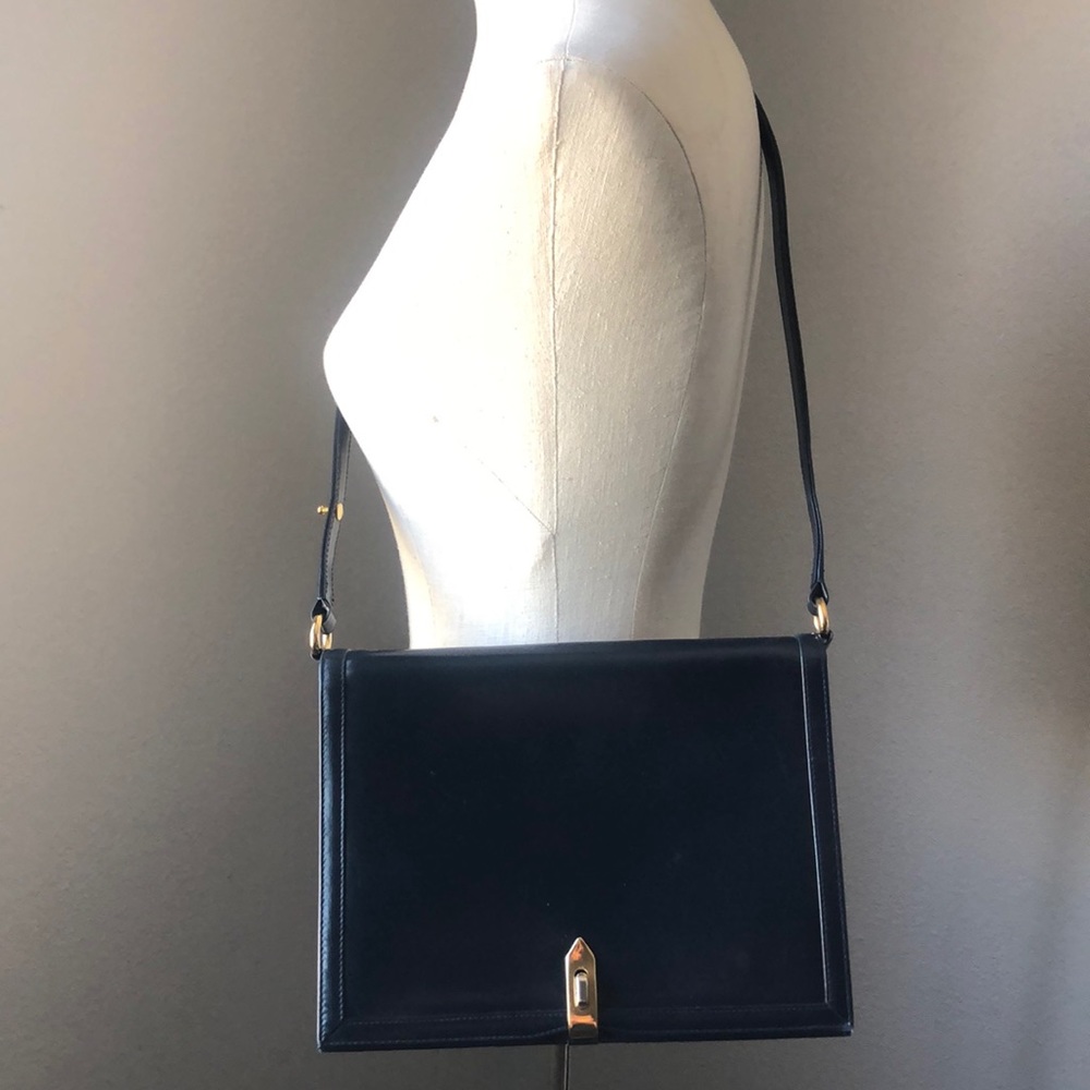 S. Launer & Co Navy Leather Bag